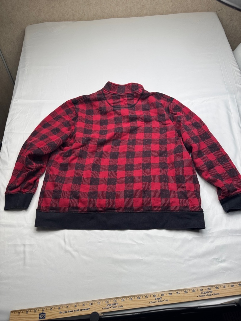 L.L. Bean Red and Black Buffalo Plaid Quarter-Zip Fleece pullover sweatshirt XXL - Picture 7 of 7